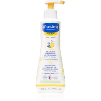 Mustela Bébé Dry Skin gel nutritiv de curățare, cu cremă protectoare pentru refacerea barierei pielii pentru nou-nascuti si copii