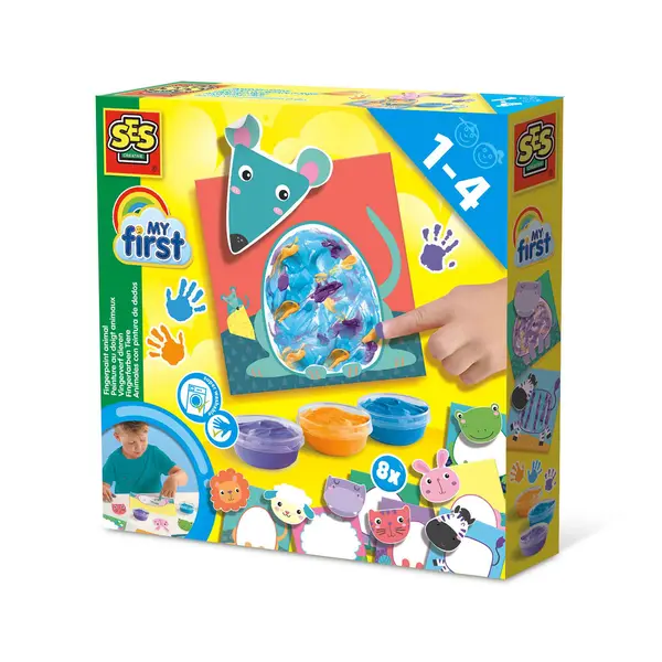 My first , Set acuarele pentru degete si tablouri cu animale,1-4 ani