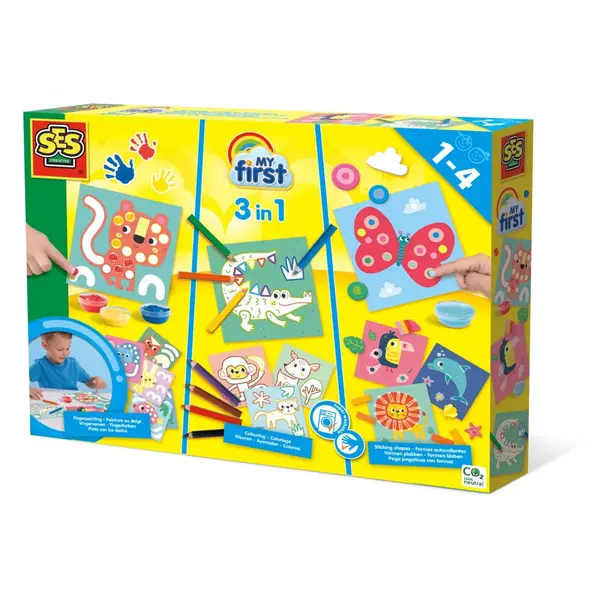 My First , Set pictura cu degete, colorare E i lipire forme 3 A n 1