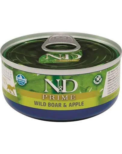 N&D Prime, Hrana umeda pentru pisici, cu mistret si mere, 80 g