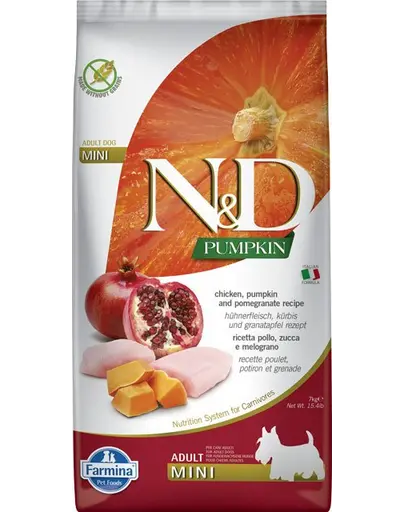 N&D Pumpkin Adult Mini cu pui & rodie 7 kg