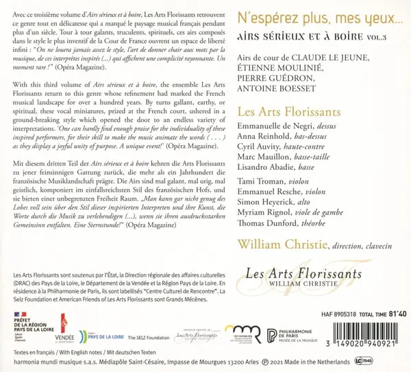 N'esperez plus, mes yeux | Les Arts Florissants, William Christie, Various Artists