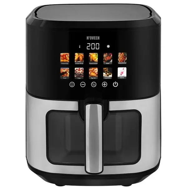 N'oveen Friteuza N'oveen AF770 X-LINE 1700W, 6.5l, dimensiuni 32,5x27x24,5cm, Negru-Argintiu