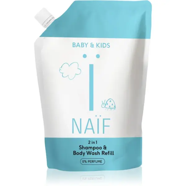 Naif Baby & Kids 2-in-1 gel si sampon pentru bebelusi fara parfum Reffil 500 ml