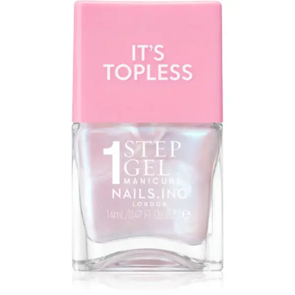 Nails Inc. It’s Topless lac de unghii sub forma de gel pentru un efect de lunga durata culoare Kat Baby Pink Iridescent 14 ml