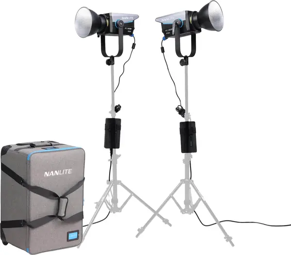 Nanlite FC-300B Kit 2 Lampi LED Bi-Color, Putere 350W, CCT 2700K-6500K, Montura Bowens, Trolley Case