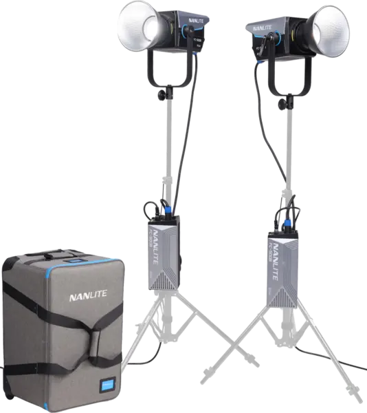 Nanlite FC-500B Kit 2 Lampi Video LED, Bi-Color, Putere 520W, 2700K-6500K, Montura Bowens, Sursa Separata, Trolley Case