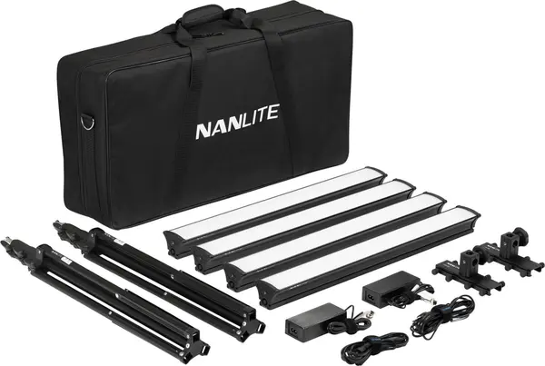 Nanlite LG-E60 Studio Kit 4 Lumini LED, Bi-Color 5600K, CRI 97, Design imbinabil, Alimentare AC si baterii 18650, Geanta inclusa