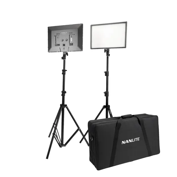 Nanlite LumiPad 25 Kit 2 Panouri LED Bi-Color, 2x25W, 3200K-5600K, Soft Light, Include 2 Stative L170 si Geanta de Transport