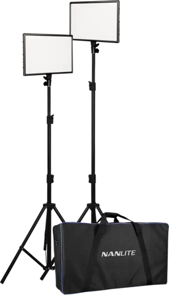 Nanlite LumiPad 25 Kit 2 Panouri LED Bi-Color, 2x25W, 3200K-5600K, Soft Light, Include 2 Stative L170 si Geanta de Transport