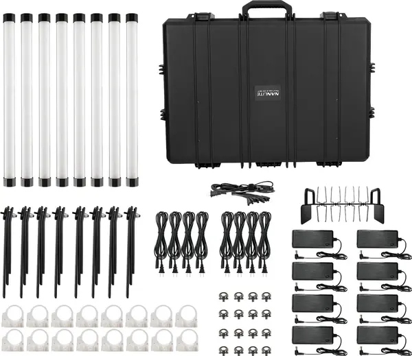 Nanlite PavoTube II 15XR Kit 8 Tuburi LED RGBWW 2700K-12000K, 60cm, CRMX LumenRadio, 8 Pixeli, Hard Case