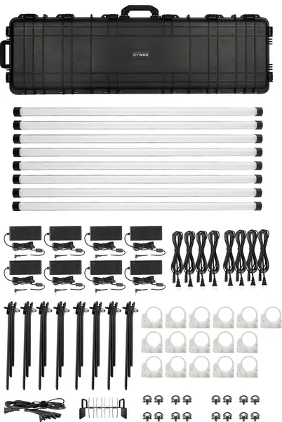 Nanlite PavoTube II 30XR Kit 8 Tuburi LED RGBWW, 115cm, Pixel Control, 2700K-12000K, CRMX LumenRadio, Baterie Integrata