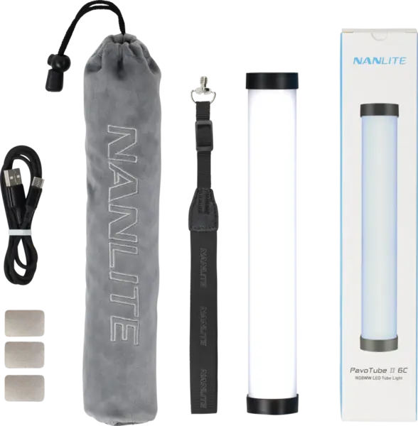 Nanlite PavoTube II 6C Tub LED RGBWW, 25cm, 2700K-7500K, Magneti incorporati, Baterie integrata, 15 efecte speciale, USB-C