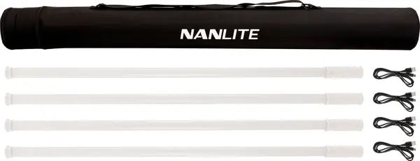 Nanlite PavoTube T8-7X Kit 4 Tuburi LED RGBWW, 1m, Pixel Control, 2700K-7500K, CRI 96, Baterie Integrata, Control App si DMX