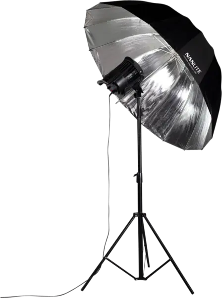 Nanlite Silver Deep 135cm Umbrela Foto Parabolica, Interior Argintiu Reflectorizant, 16 Tije Fibra Sticla, Ax 8mm