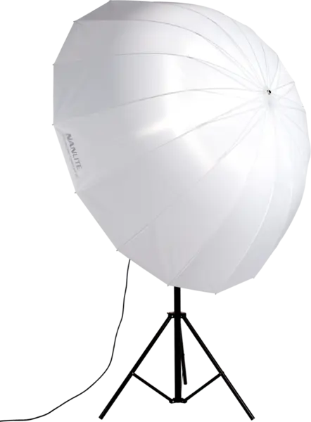 Nanlite Translucent Shallow 165 cm Umbrela Foto, Material Difuzie, 16 Tije Fibra de Sticla, Ax 8 mm, Lumina Moale, Alb