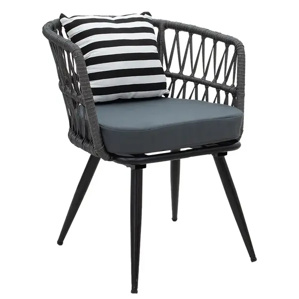Naoki pakoworld fotoliu din metal negru-gri, perna neagra/alba Naoki pakoworld fotoliu din metal negru-gri, pernă neagră/albă