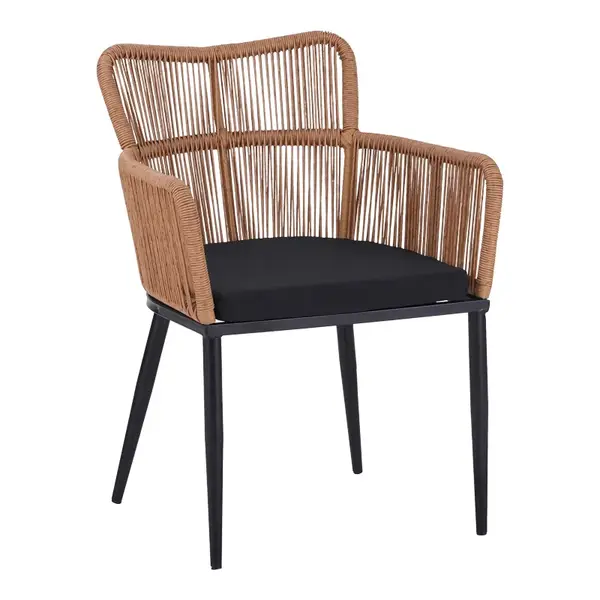Naoki Pakoworld Fotoliu din ratan - metal cu finisaj natural si picioare negre/Perne 59x62.5x82cm Naoki Fotoliu Pakoworld din ratan și metal cu finisaj natural, picioare negre / Pernă 59x62.5x82 cm