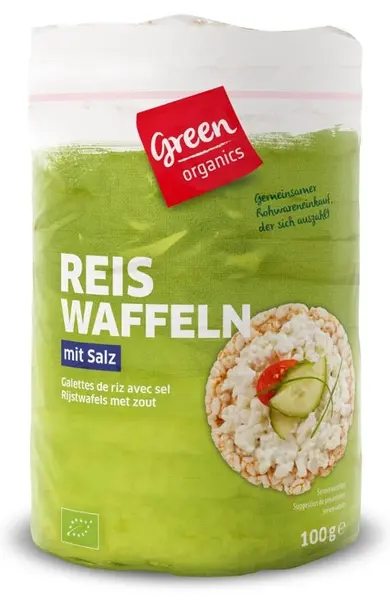 Napolitane de orez bio, cu sare de mare, 100 g, Green