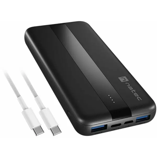 natec Baterie externa Natec Trevi Slim Q V2 10000MAH, cablu USB-C 20W, USB-A 18W, Negru