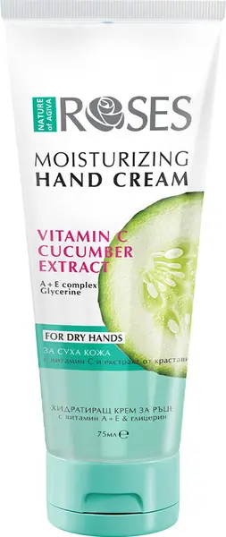 Nature of Agiva Roses Cremă hidratantă pentru mâini cu castravete, 75 ml