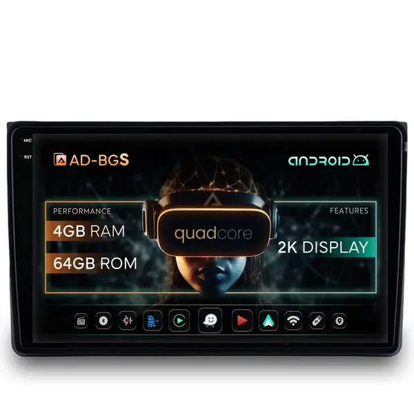 Navigatie 2K Audi A4(B6 B7) Seat Exeo, Android, S-Quadcore 4GB RAM + 64GB ROM, 9.5 Inch - AD-BGS90042K+AD-BGRKIT425