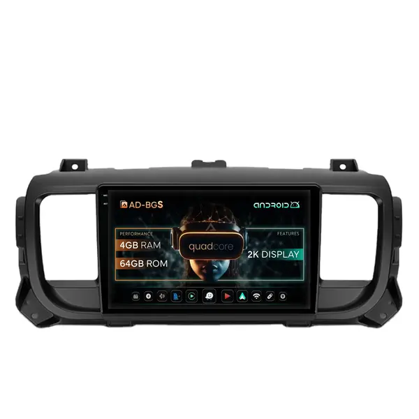 Navigatie 2K Citroen Jumpy Peugeot Expert (2017-2021), Android, S-Quadcore 4GB RAM + 64GB ROM, 9.5 Inch - AD-BGS90042K+AD-BGRKIT348