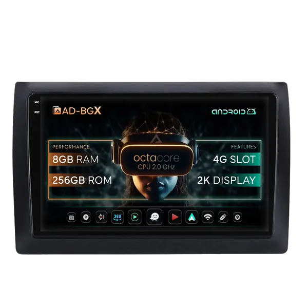 Navigatie 2K Fiat Stilo Android OS, X-Octacore 8GB RAM + 256GB ROM, 9.5 Inch - AD-BGX90082K+AD-BGRKIT356V2
