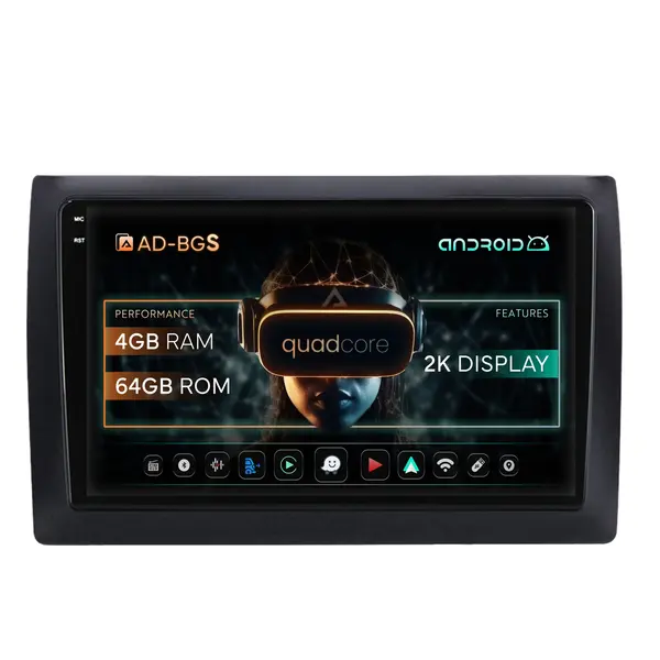 Navigatie 2K Fiat Stilo Android, S-Quadcore 4GB RAM + 64GB ROM, 9.5 Inch - AD-BGS90042K+AD-BGRKIT356V2