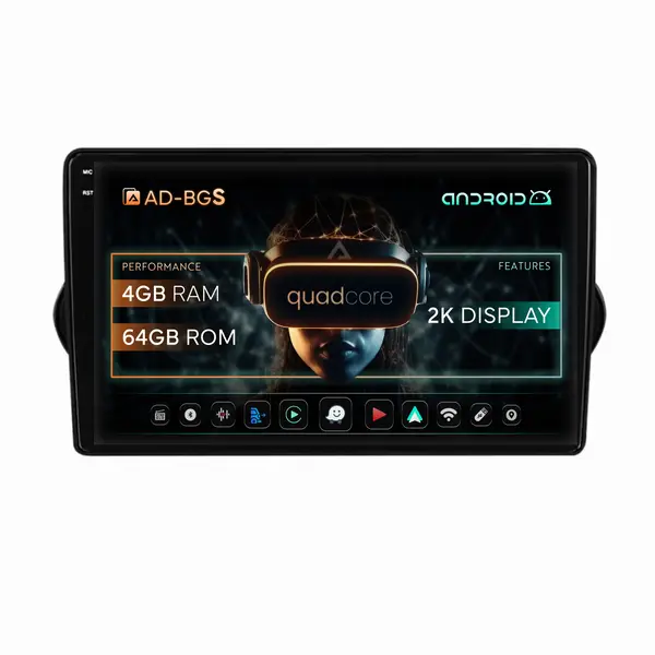 Navigatie 2K Fiat Tipo (2015-2021), Android, S-Quadcore 4GB RAM + 64GB ROM, 9.5 Inch - AD-BGS90042K+AD-BGRKIT360