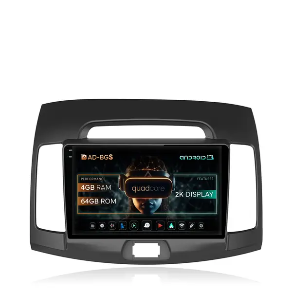 Navigatie 2K Hyundai Elantra (2006-2011), Android, S-Quadcore 4GB RAM + 64GB ROM, 9.5 Inch - AD-BGS90042K+AD-BGRKIT178