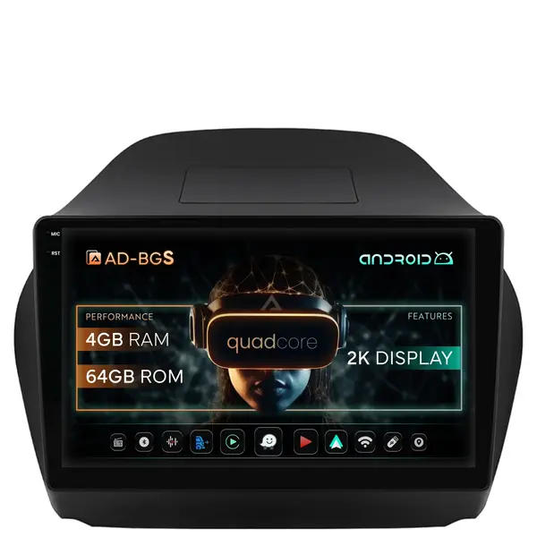 Navigatie 2K Hyundai IX35 (2009-2015), Android, S-Quadcore 4GB RAM + 64GB ROM, 10.36 Inch - AD-BGS100042K+AD-BGRKIT189