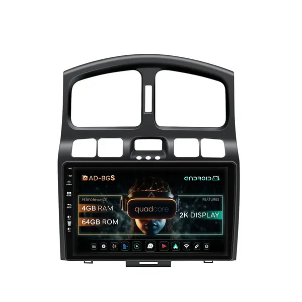 Navigatie 2K Hyundai Santa Fe (2001-2005), Android, S-Quadcore 4GB RAM + 64GB ROM, 9.5 Inch - AD-BGS90042K+AD-BGRKIT210V2