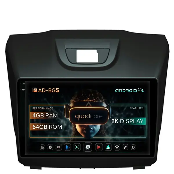 Navigatie 2K Isuzu D-MAX (2015+), Android, S-Quadcore 4GB RAM + 64GB ROM, 9.5 Inch - AD-BGS90042K+AD-BGRKIT311
