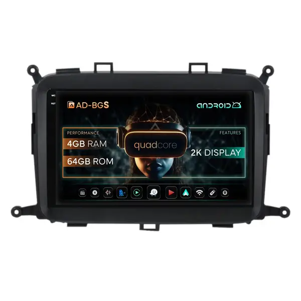 Navigatie 2K Kia Carens (2012-2017), Android, S-Quadcore 4GB RAM + 64GB ROM, 9.5 Inch - AD-BGS90042K+AD-BGRKIT220