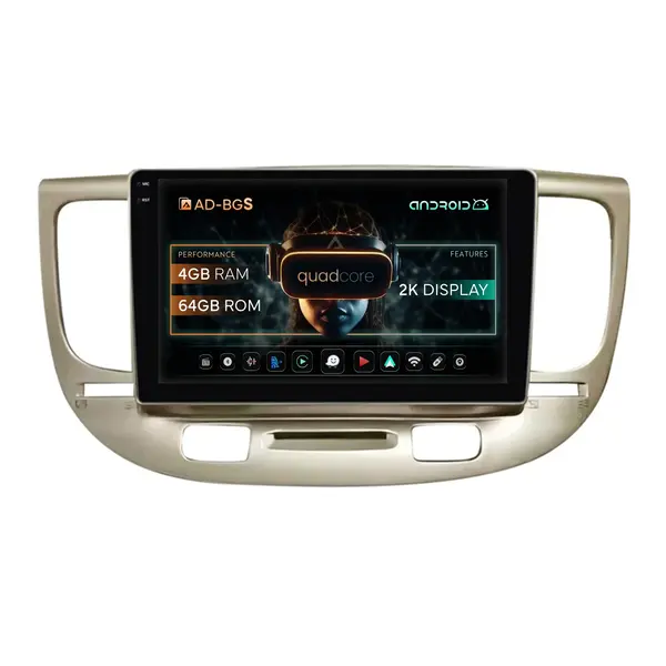 Navigatie 2K Kia Rio (2006-2011), Android, S-Quadcore 4GB RAM + 64GB ROM, 9.5 Inch - AD-BGS90042K+AD-BGRKIT232