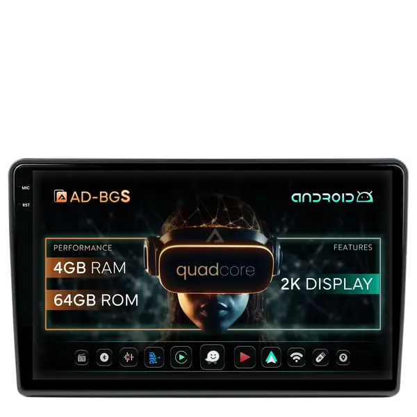 Navigatie 2K Nissan Navara (2006-2014), Android, S-Quadcore 4GB RAM + 64GB ROM, 9.5 Inch - AD-BGS90042K+AD-BGRKIT172