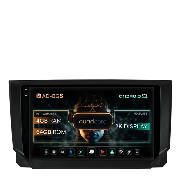 Navigatie 2K Seat Ibiza Arona (2017-2021), Android, S-Quadcore 4GB RAM + 64GB ROM, 9.5 Inch - AD-BGS90042K+AD-BGRKIT045