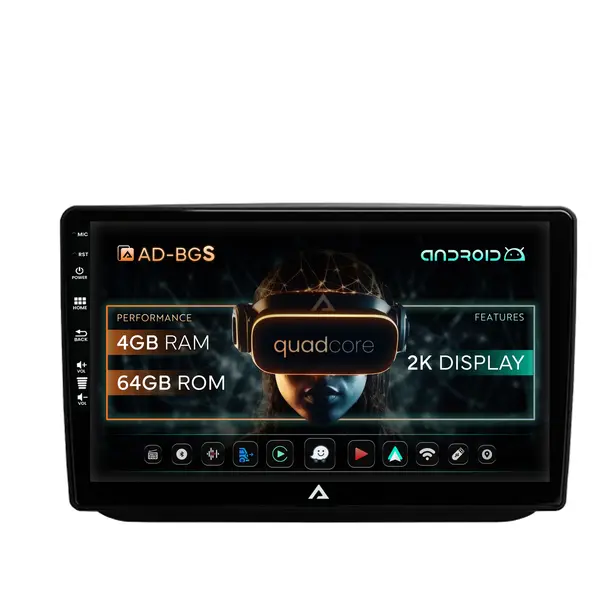 Navigatie 2K Skoda Fabia (2007-2014), Android, S-Quadcore 4GB RAM + 64GB ROM, 10.36 Inch - AD-BGS100042K+AD-BGRKIT046