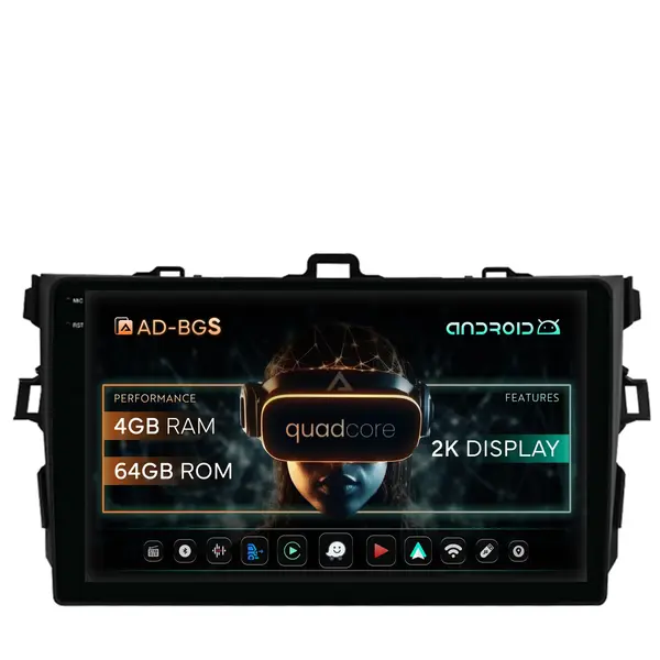 Navigatie 2K Toyota Corolla (2007-2013), Android, S-Quadcore 4GB RAM + 64GB ROM, 9.5 Inch - AD-BGS90042K+AD-BGRKIT091