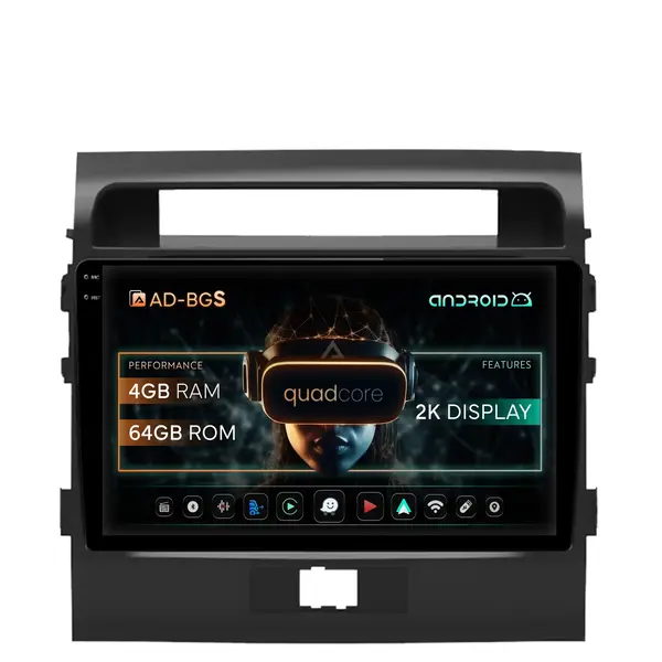 Navigatie 2K Toyota Land Cruiser 200 (2007-2015), Android, S-Quadcore 4GB RAM + 64GB ROM, 9.5 Inch - AD-BGS90042K+AD-BGRKIT075