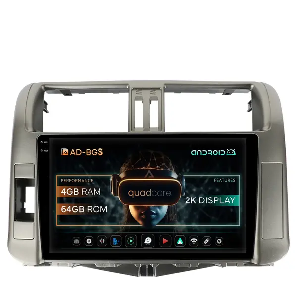 Navigatie 2K Toyota Land Cruiser Prado J150 (2009-2013), Android, S-Quadcore 4GB RAM + 64GB ROM, 9.5 Inch - AD-BGS90042K+AD-BGRKIT070
