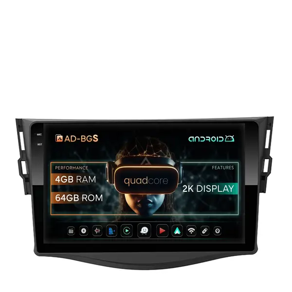 Navigatie 2K Toyota RAV4 (2006-2013), Android, S-Quadcore 4GB RAM + 64GB ROM, 9.5 Inch - AD-BGS90042K+AD-BGRKIT096