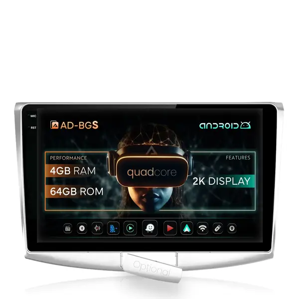 Navigatie 2K Volkswagen Passat B6 B7 CC, Android, S-Quadcore 4GB RAM + 64GB ROM, 10.36 Inch - AD-BGS100042K+AD-BGRKIT025