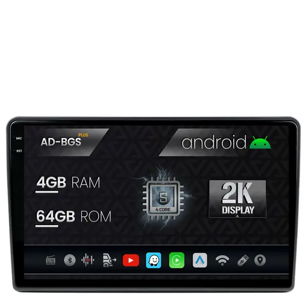 Navigatie 2K Volkswagen Skoda Seat, Passat B5 Golf IV Sharan T4-T5 Jetta Polo, Android, S-Quadcore 4GB RAM + 64GB ROM, 9.5 Inch -