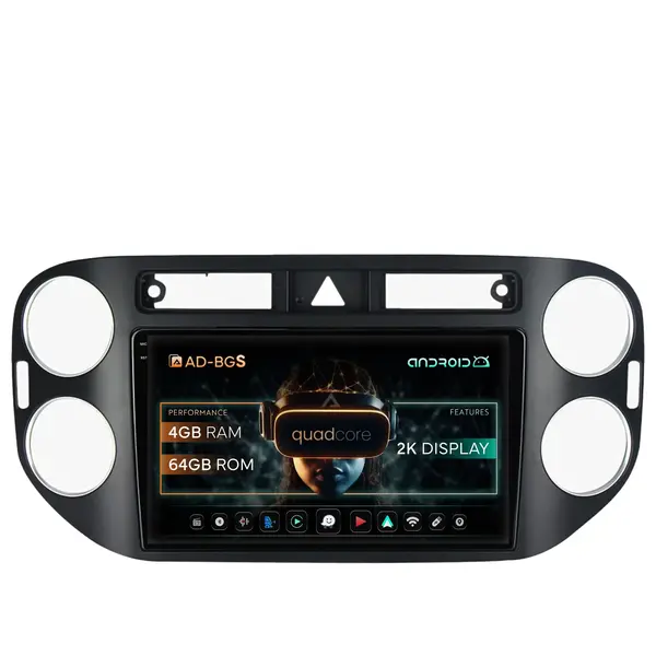 Navigatie 2K Volkswagen Tiguan (2008-2010) VW Golf 5 Plus (2004-2012), Android, S-Quadcore 4GB RAM + 64GB ROM, 9.5 Inch -