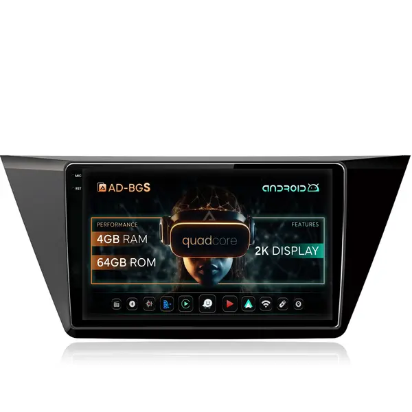 Navigatie 2K Volkswagen Touran (2016+), Android, S-Quadcore 4GB RAM + 64GB ROM, 10.36 Inch - AD-BGS100042K+AD-BGRKIT032