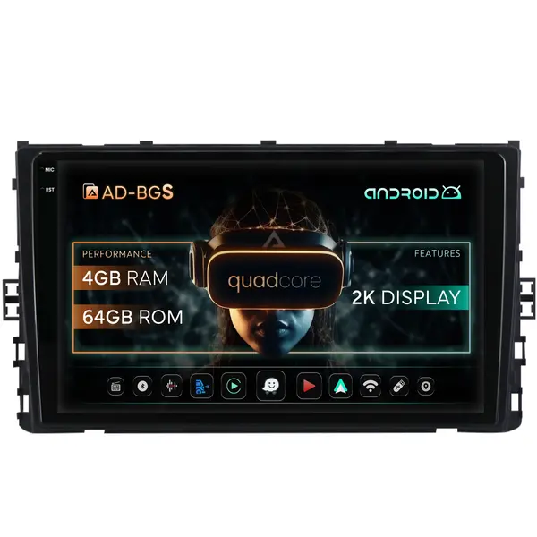 Navigatie 2K Volkswagen Transporter Caravelle (2020+), Android, S-Quadcore 4GB RAM + 64GB ROM, 9.5 Inch - AD-BGS90042K+AD-BGRKIT041V6