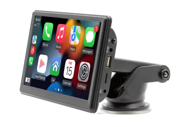Navigatie 7inch Ecran Auto Portabil cu wireless CarPlay si android auto bluetooth FM transmitator intrare camera Marsarier 12V