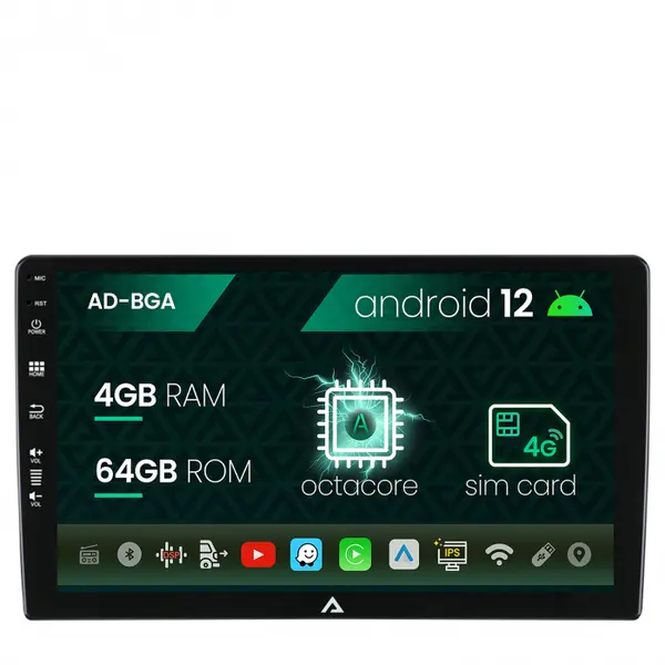 Navigatie All-in-one Universala, Android 13, A-Octacore 4GB RAM + 64GB ROM, 10.1 Inch - AD-BGA10004